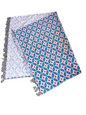 BATH and BODY WORKS Beach Picnic Throw Blanket Pink Blue Geo 38 x 60 inches